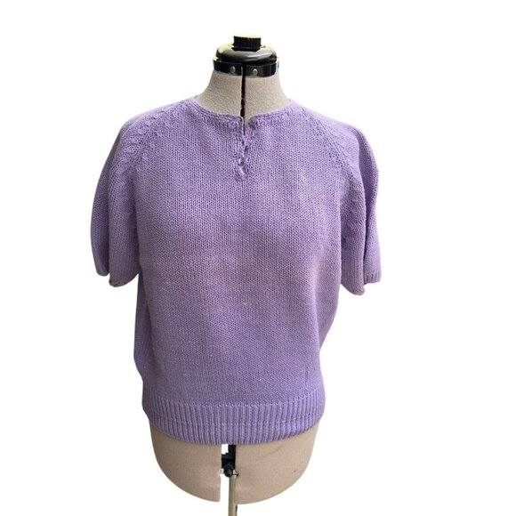 Vintage 1980s Club Classic Short Sleeved Sweater Lilac Size M - Picture 1 of 9